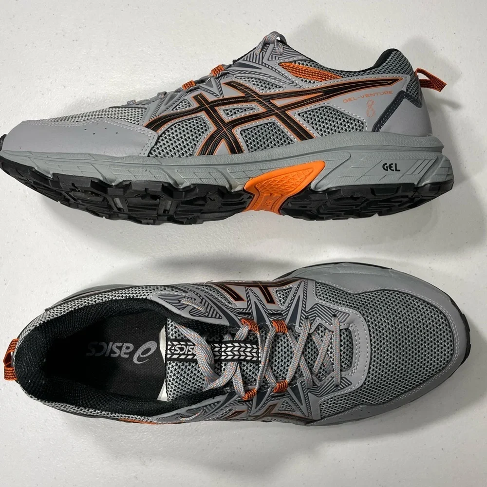 Asics Gray and Orange Gel-Venture 8 Running Sheet Rock Habanero Shoes Sz 13 SB-